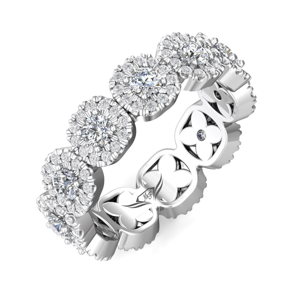 FlyerFit® 14K White Gold Micropave Cutdown Wedding Band