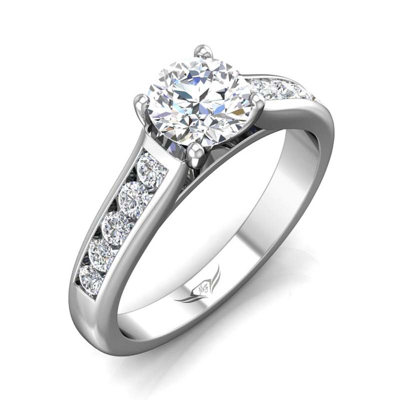 FlyerFit® 14K White Gold Channel/Shared Prong Engagement Ring
