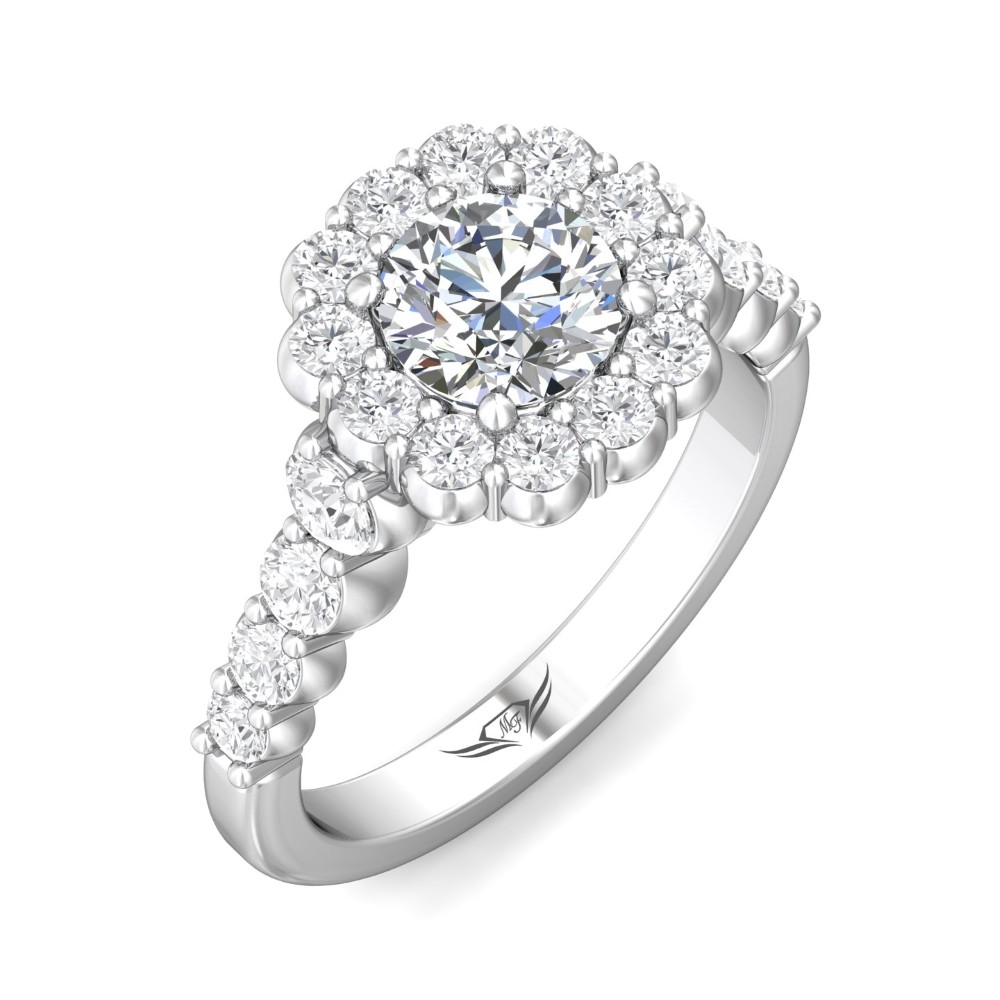 FlyerFit® 14K White Gold Channel/Shared Prong Engagement Ring