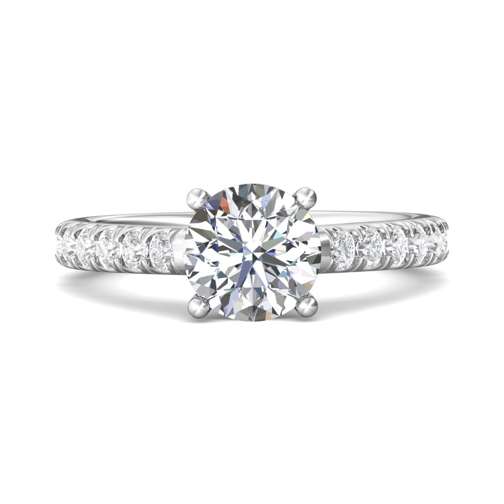 FlyerFit® 14K White Gold Micropave Engagement Ring