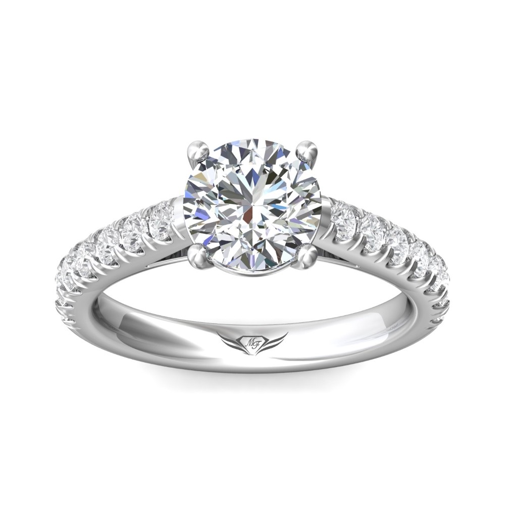 FlyerFit® 14K White Gold Micropave Engagement Ring