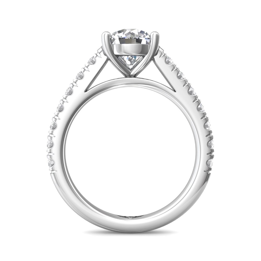 FlyerFit® 14K White Gold Micropave Engagement Ring