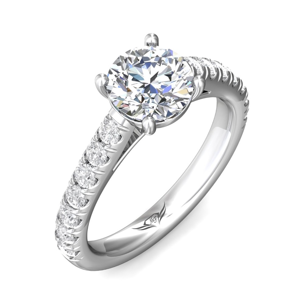 FlyerFit® 14K White Gold Micropave Engagement Ring