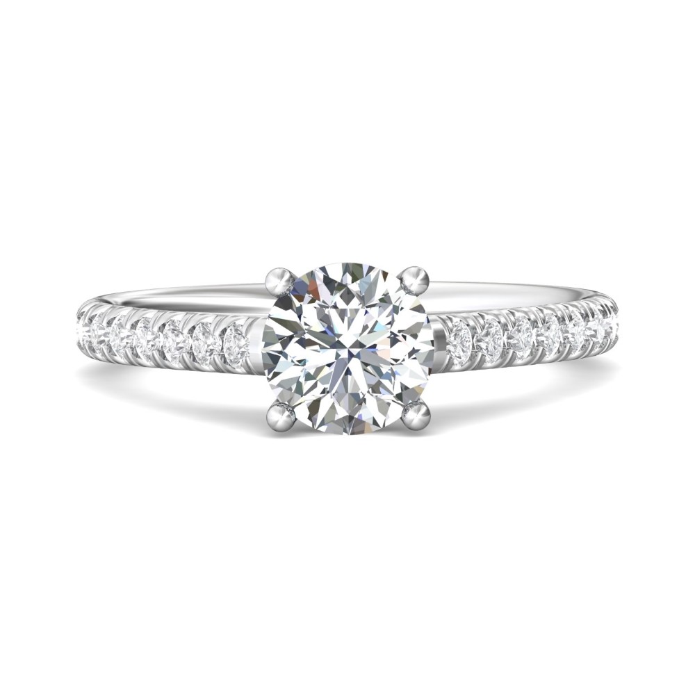 FlyerFit® 14K White Gold Micropave Engagement Ring