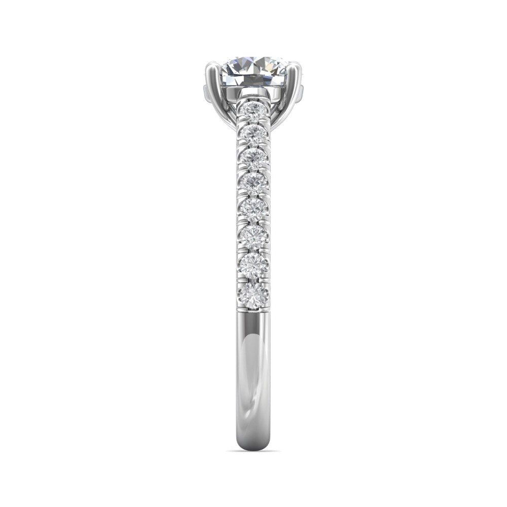 FlyerFit® 14K White Gold Micropave Engagement Ring
