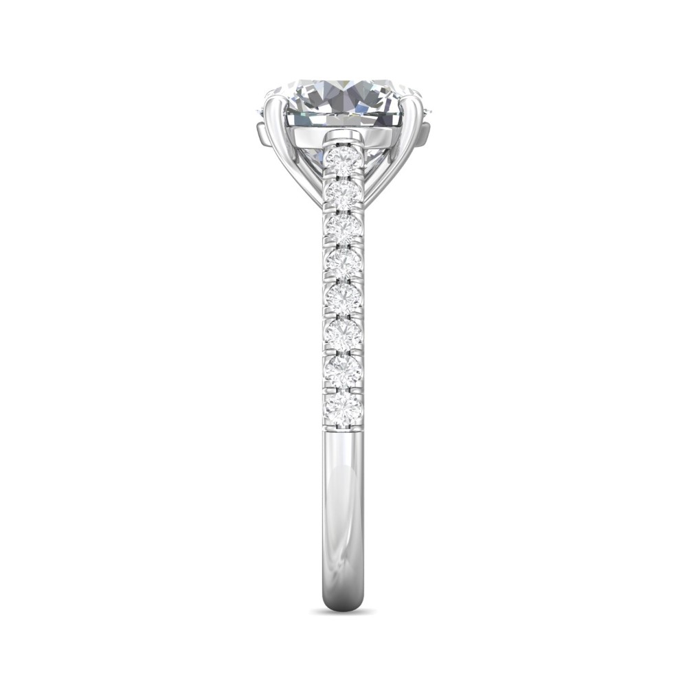 FlyerFit® 14K White Gold Micropave Engagement Ring