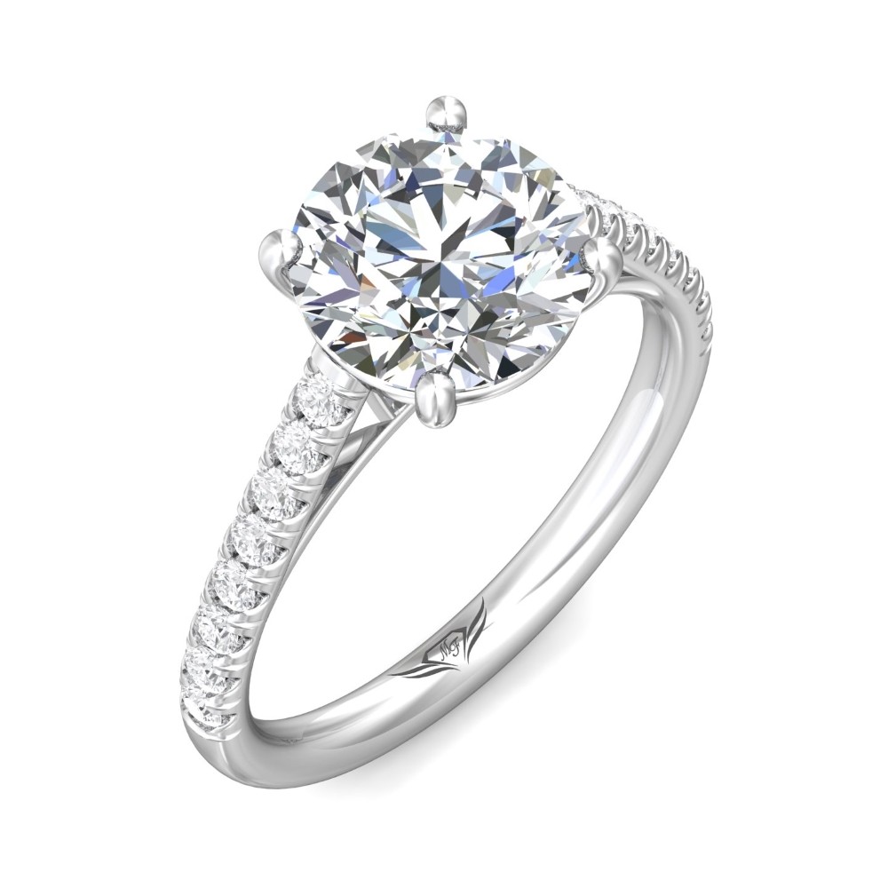 FlyerFit® 14K White Gold Micropave Engagement Ring