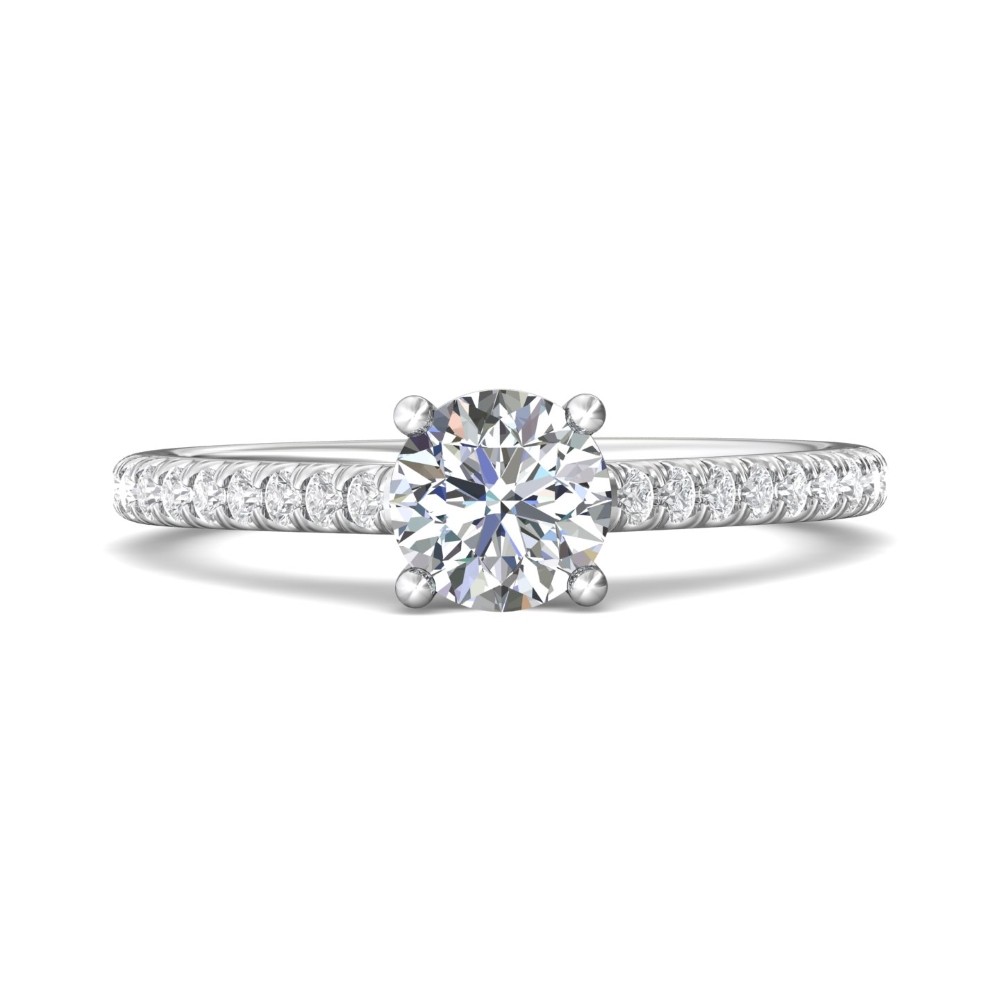 FlyerFit® 14K White Gold Micropave Engagement Ring