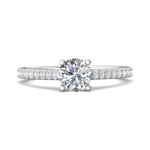 FlyerFit® 14K White Gold Micropave Engagement Ring