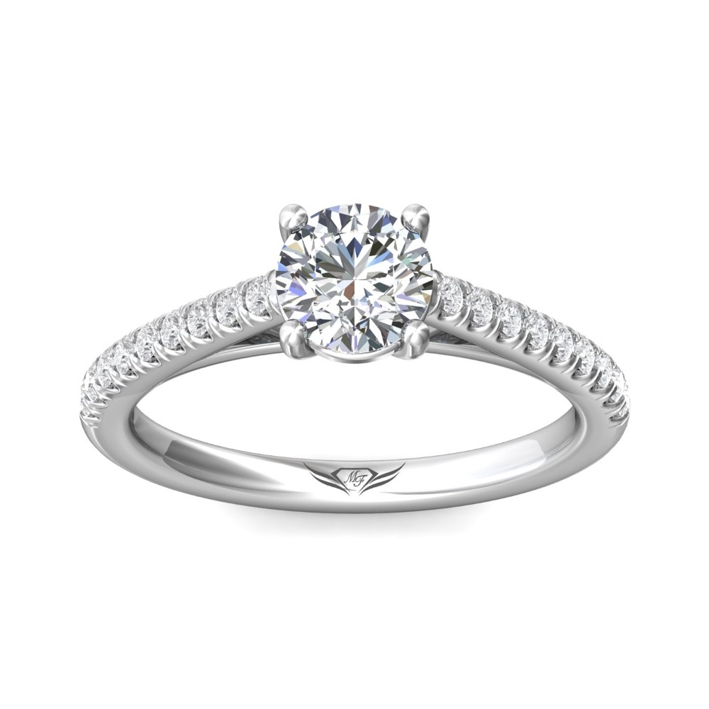 FlyerFit® 14K White Gold Micropave Engagement Ring