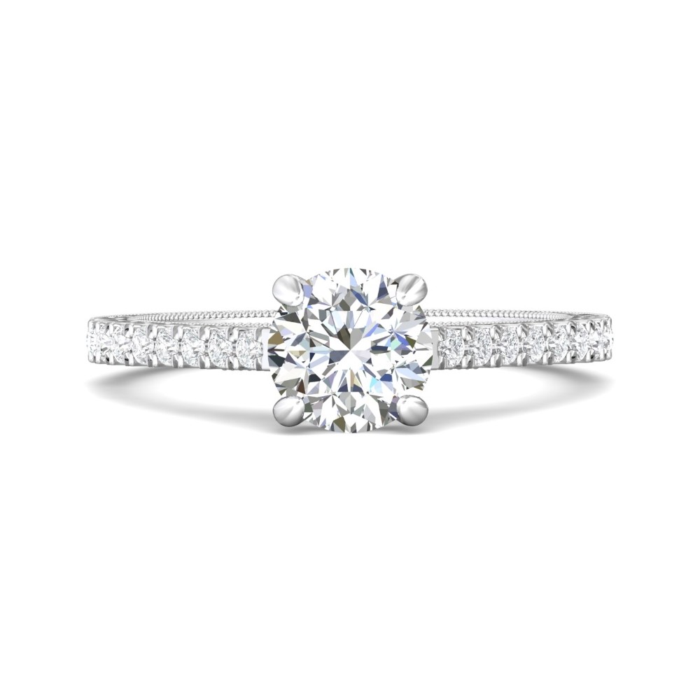 FlyerFit® 14K White Gold Vintage Engagement Ring
