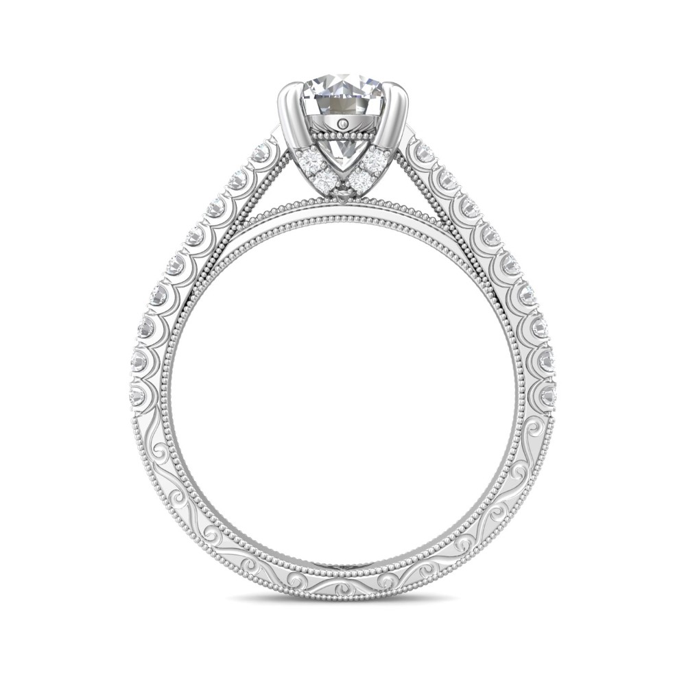 FlyerFit® 14K White Gold Vintage Engagement Ring
