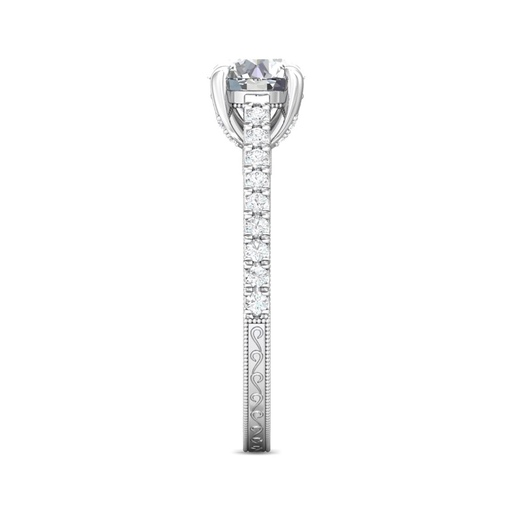 FlyerFit® 14K White Gold Vintage Engagement Ring