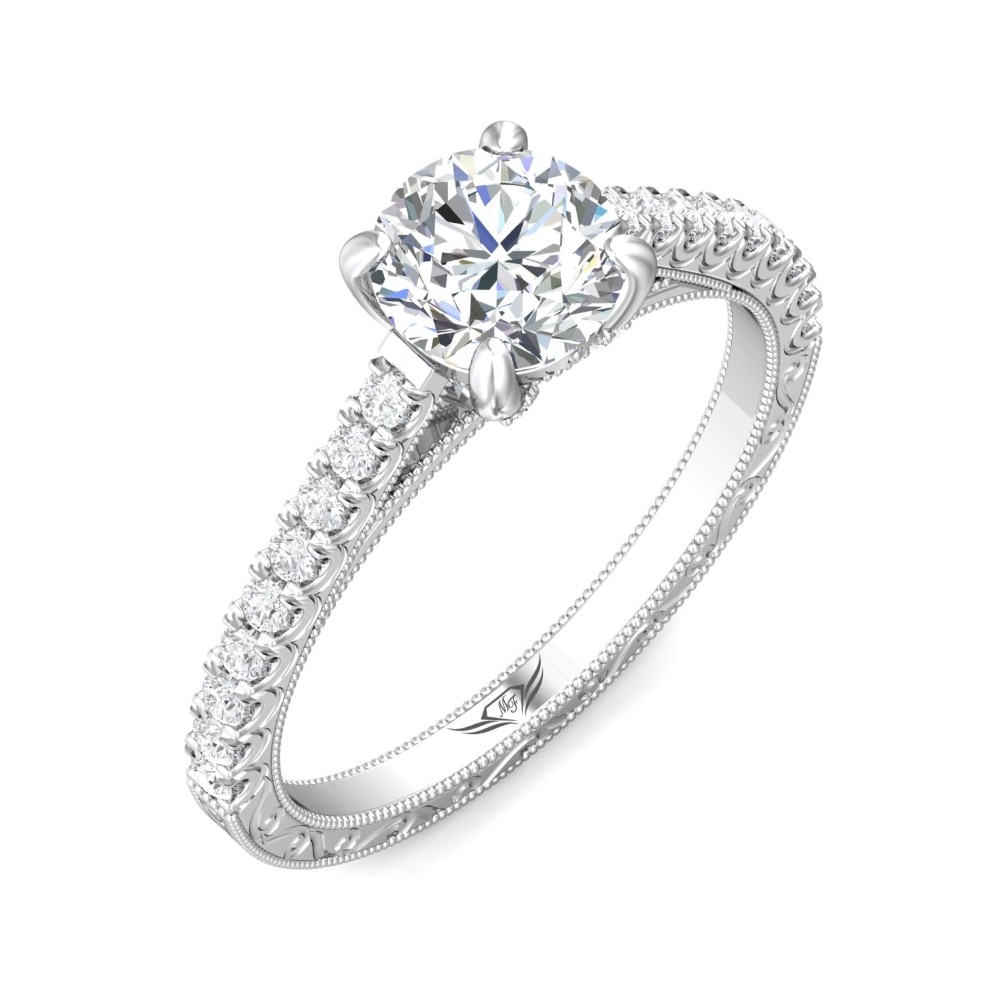 FlyerFit® 14K White Gold Vintage Engagement Ring