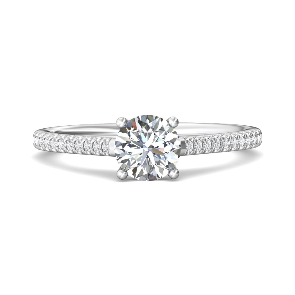 FlyerFit® 14K White Gold Micropave Engagement Ring
