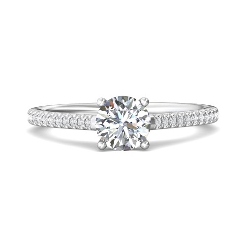 FlyerFit® 14K White Gold Micropave Engagement Ring