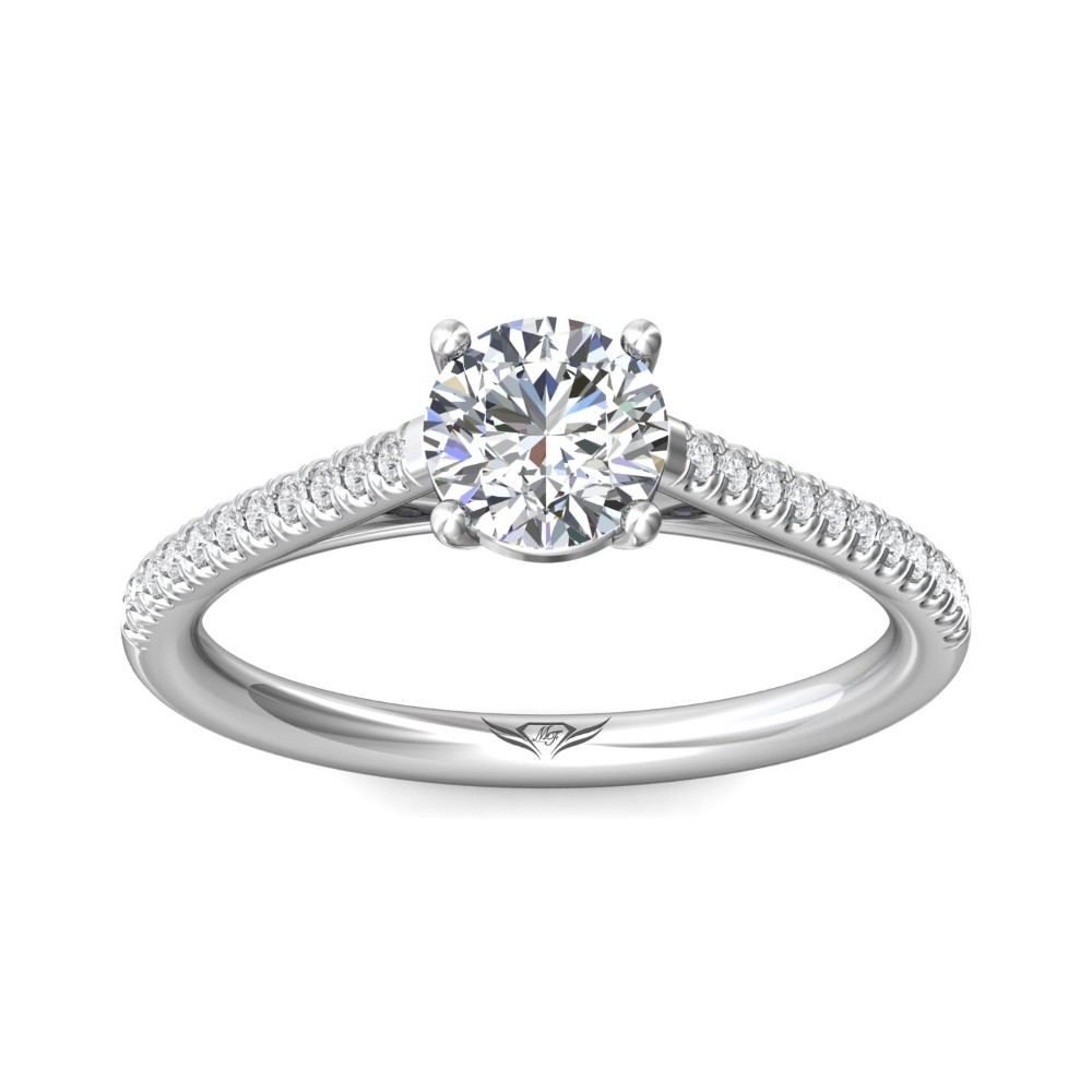 FlyerFit® 14K White Gold Micropave Engagement Ring