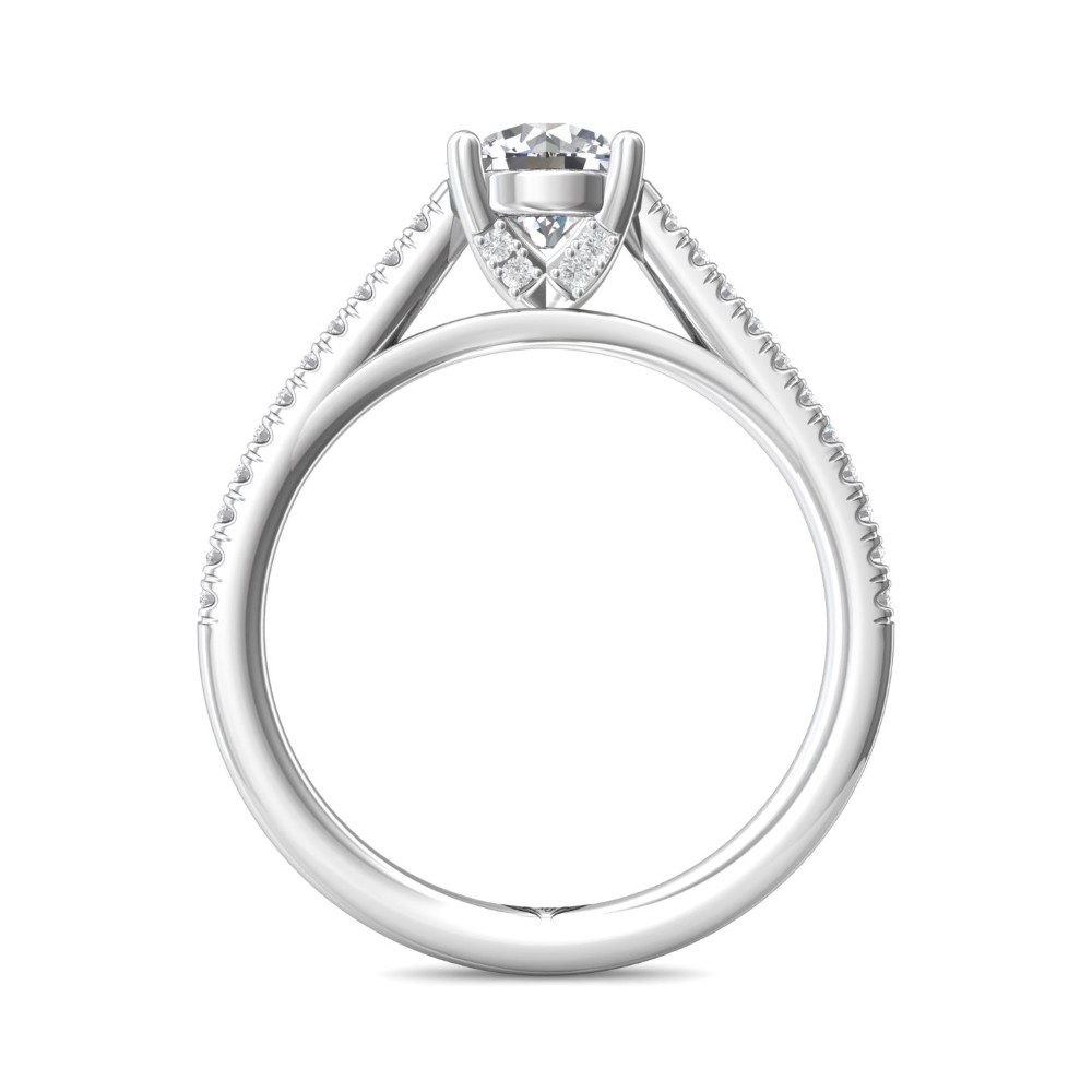 FlyerFit® 14K White Gold Micropave Engagement Ring