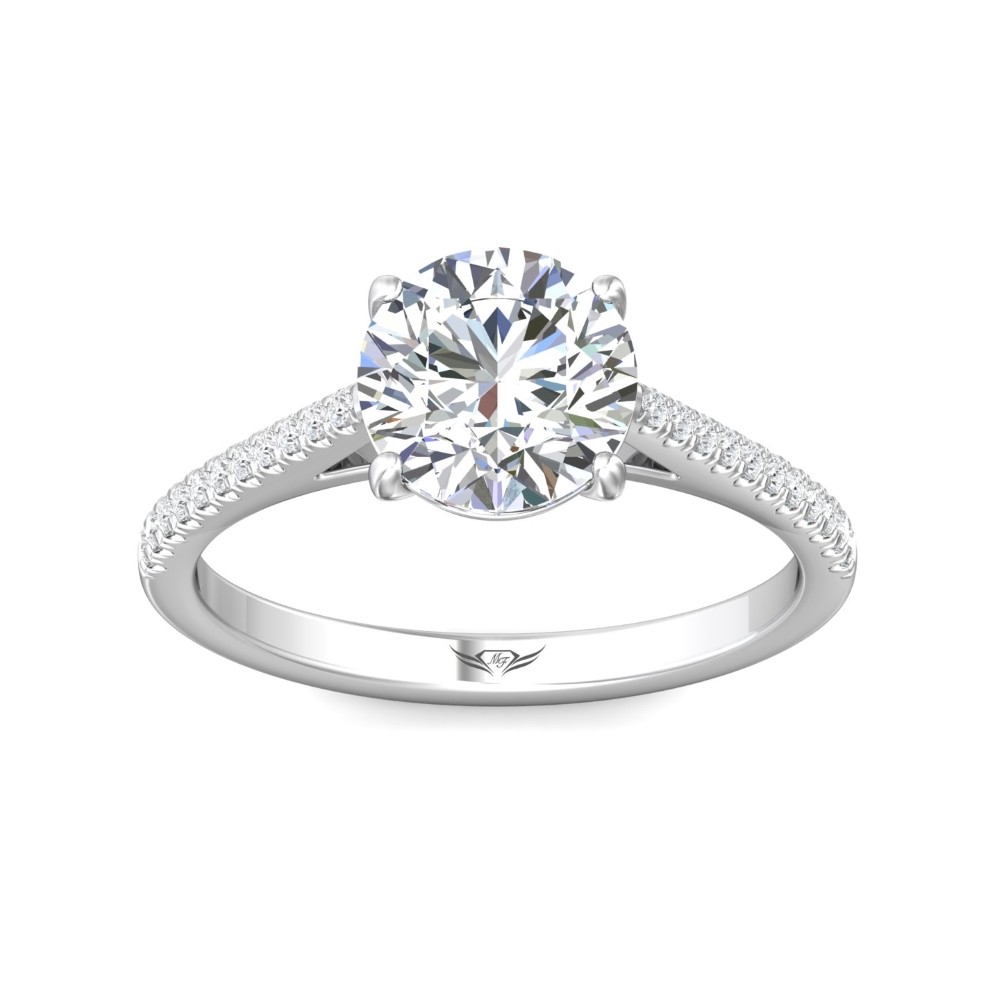 FlyerFit® 14K White Gold Micropave Engagement Ring