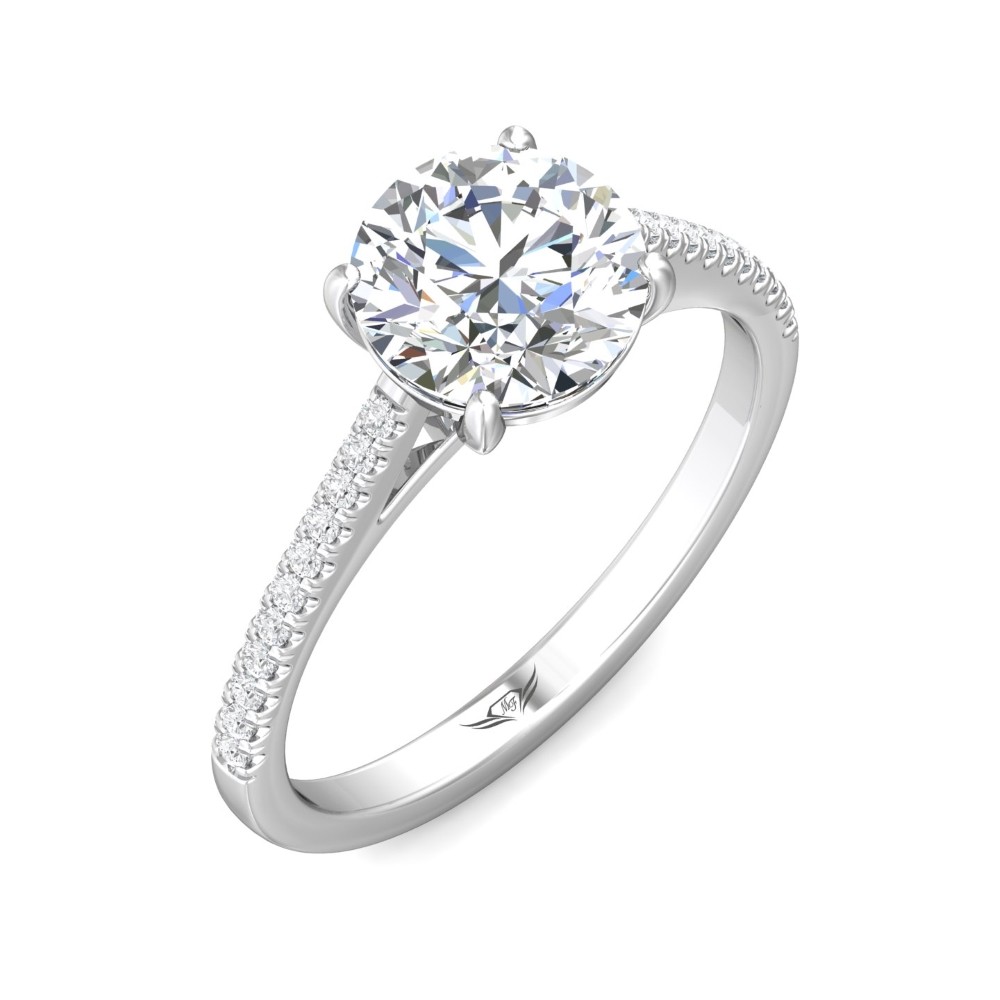 FlyerFit® 14K White Gold Micropave Engagement Ring