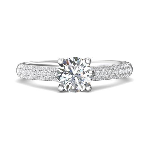 FlyerFit® 14K White Gold Micropave Engagement Ring
