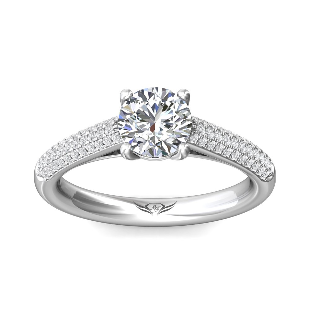FlyerFit® 14K White Gold Micropave Engagement Ring