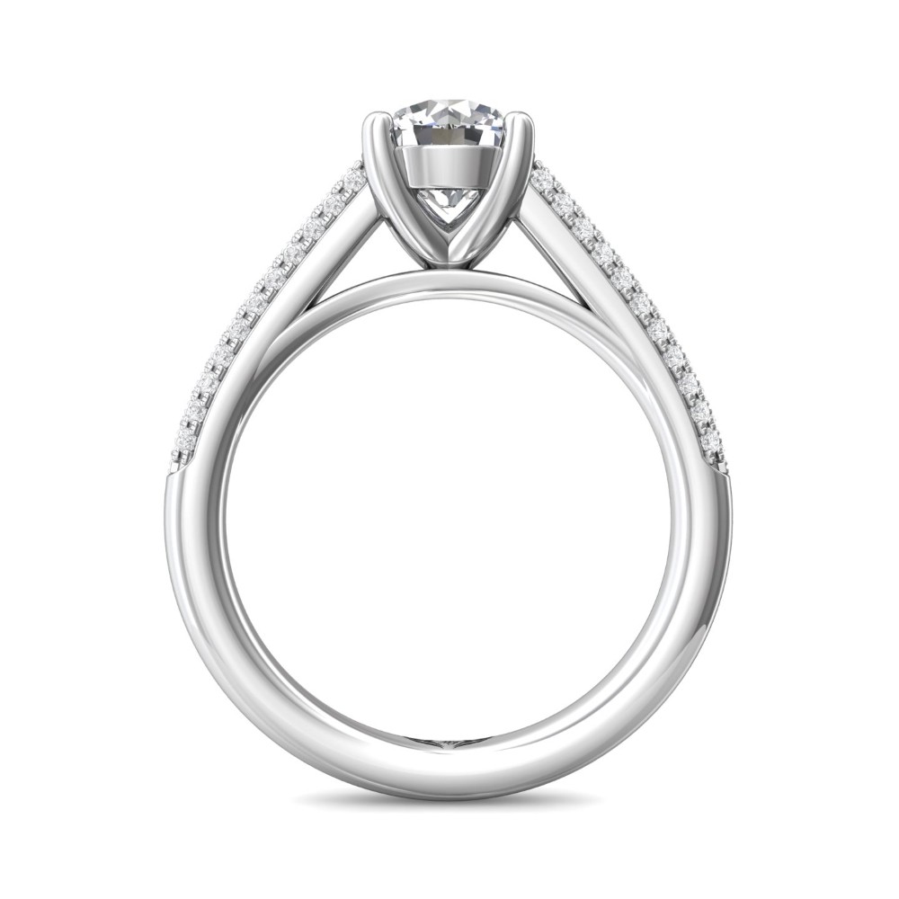 FlyerFit® 14K White Gold Micropave Engagement Ring