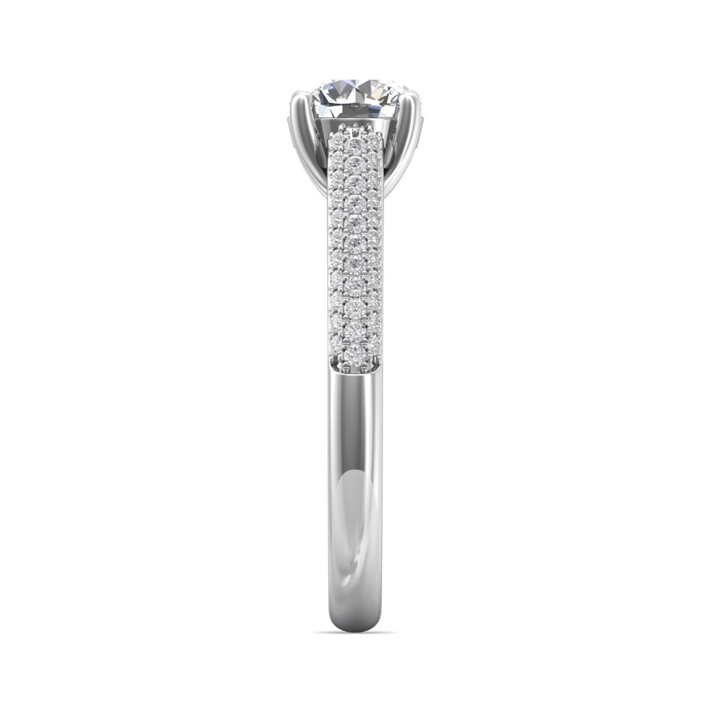FlyerFit® 14K White Gold Micropave Engagement Ring