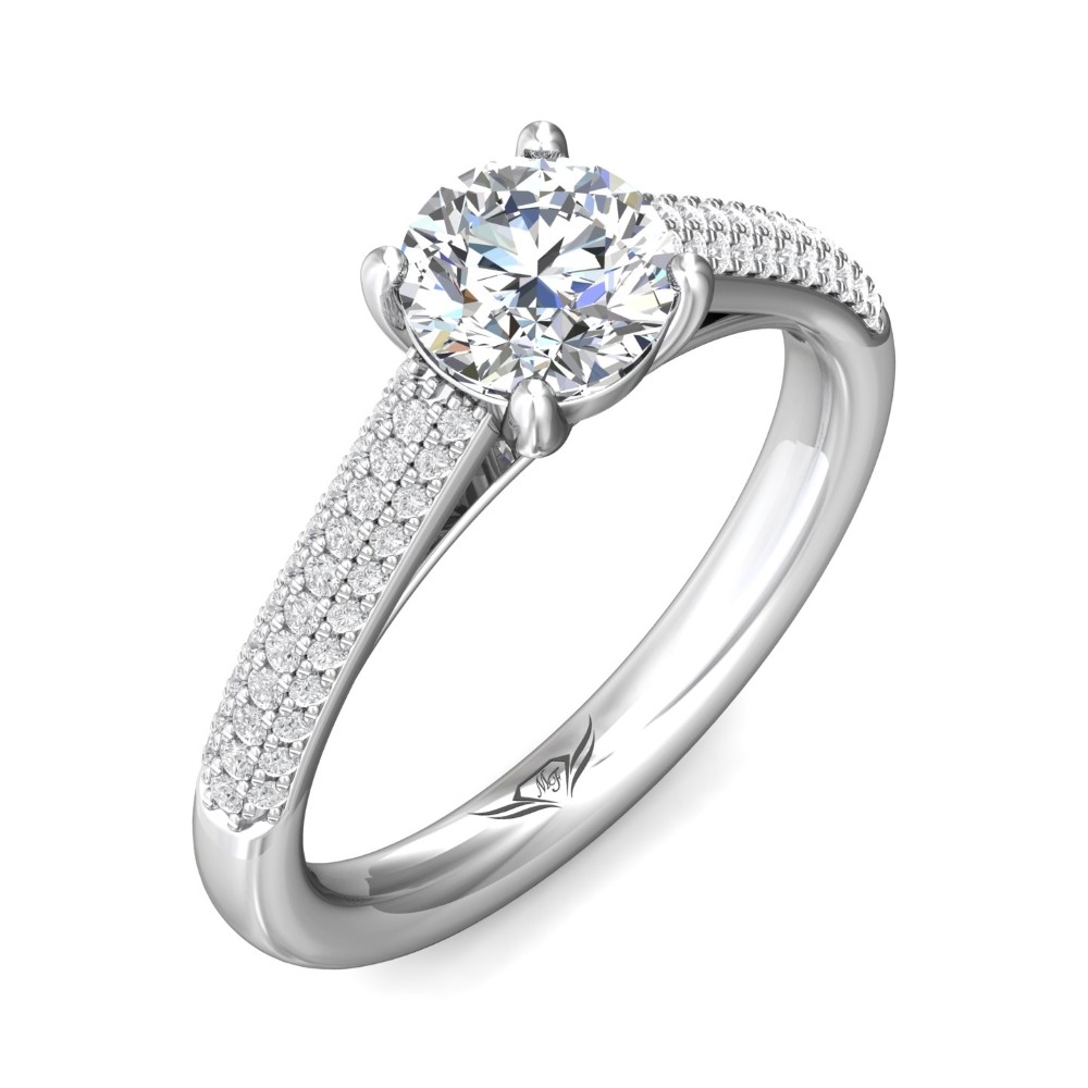 FlyerFit® 14K White Gold Micropave Engagement Ring