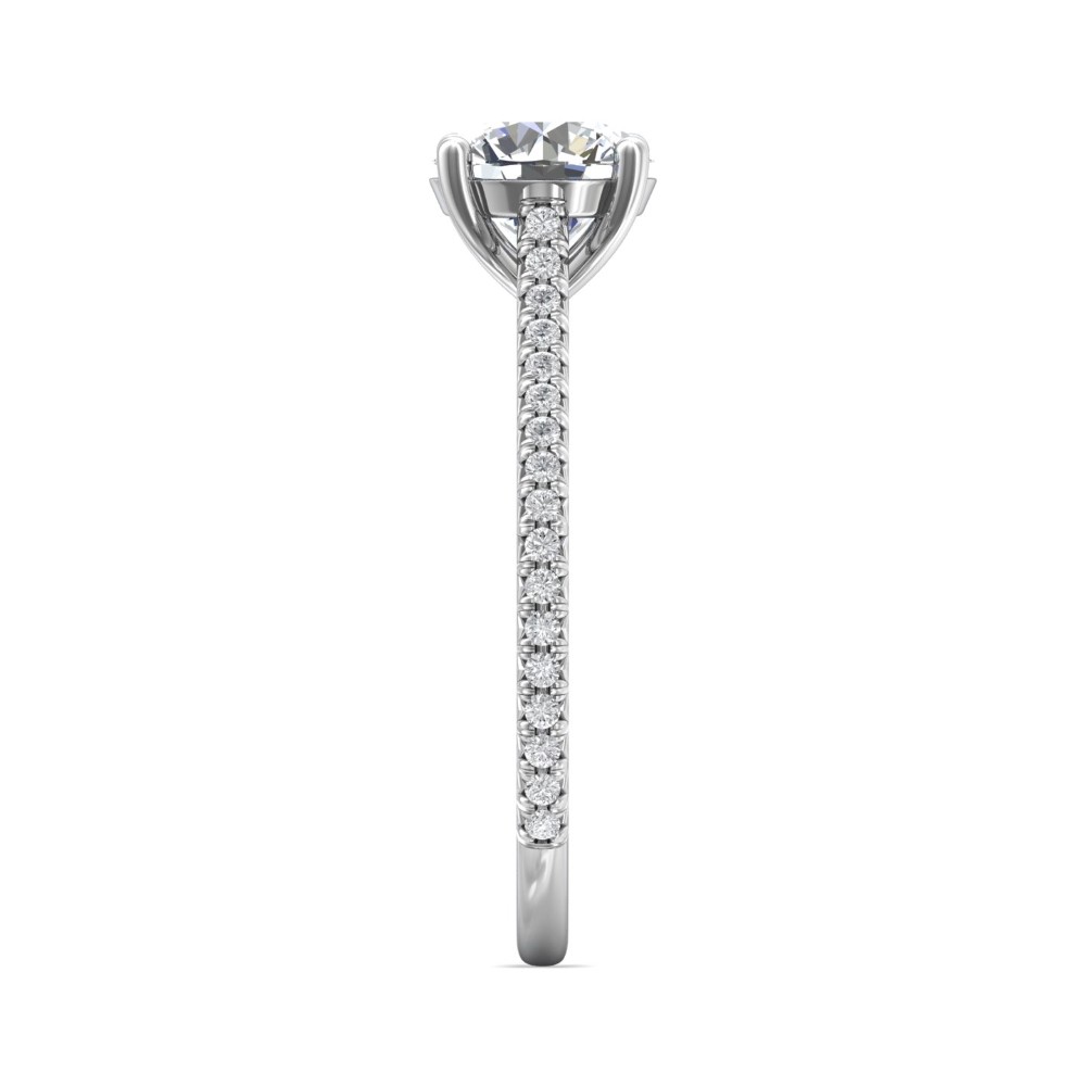 FlyerFit® 14K White Gold Micropave Engagement Ring
