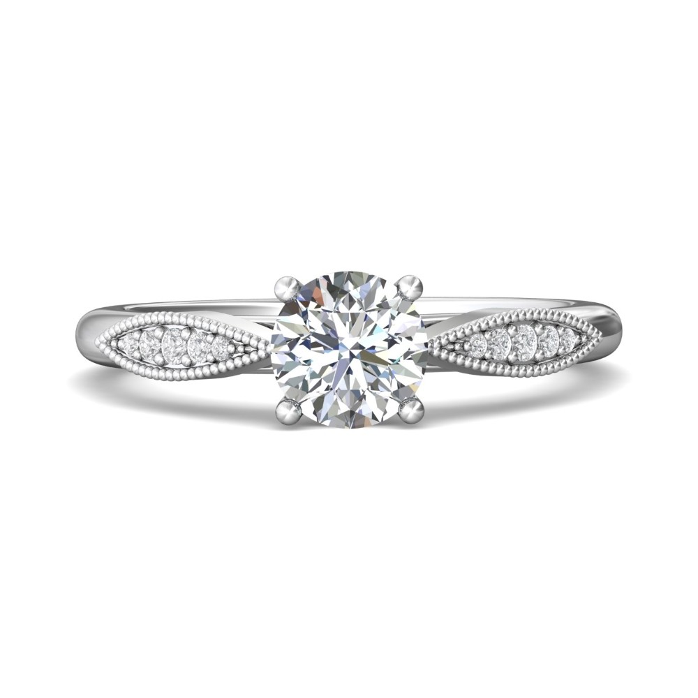 FlyerFit® 14K White Gold Micropave Engagement Ring