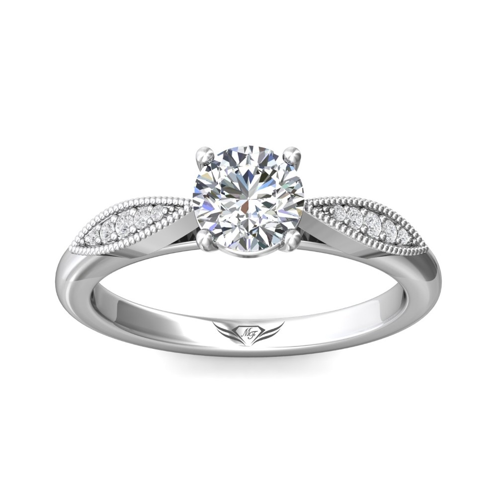 FlyerFit® 14K White Gold Micropave Engagement Ring