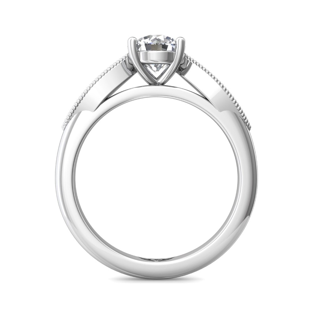 FlyerFit® 14K White Gold Micropave Engagement Ring