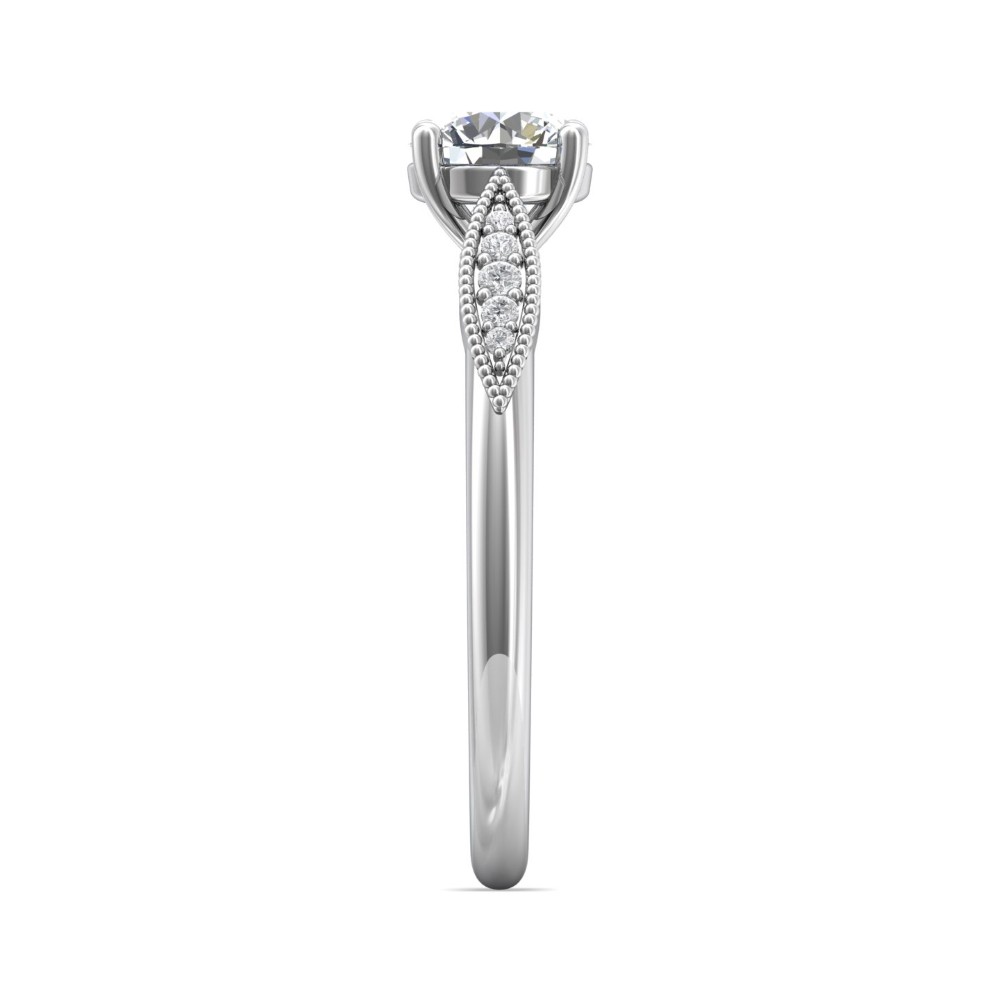 FlyerFit® 14K White Gold Micropave Engagement Ring