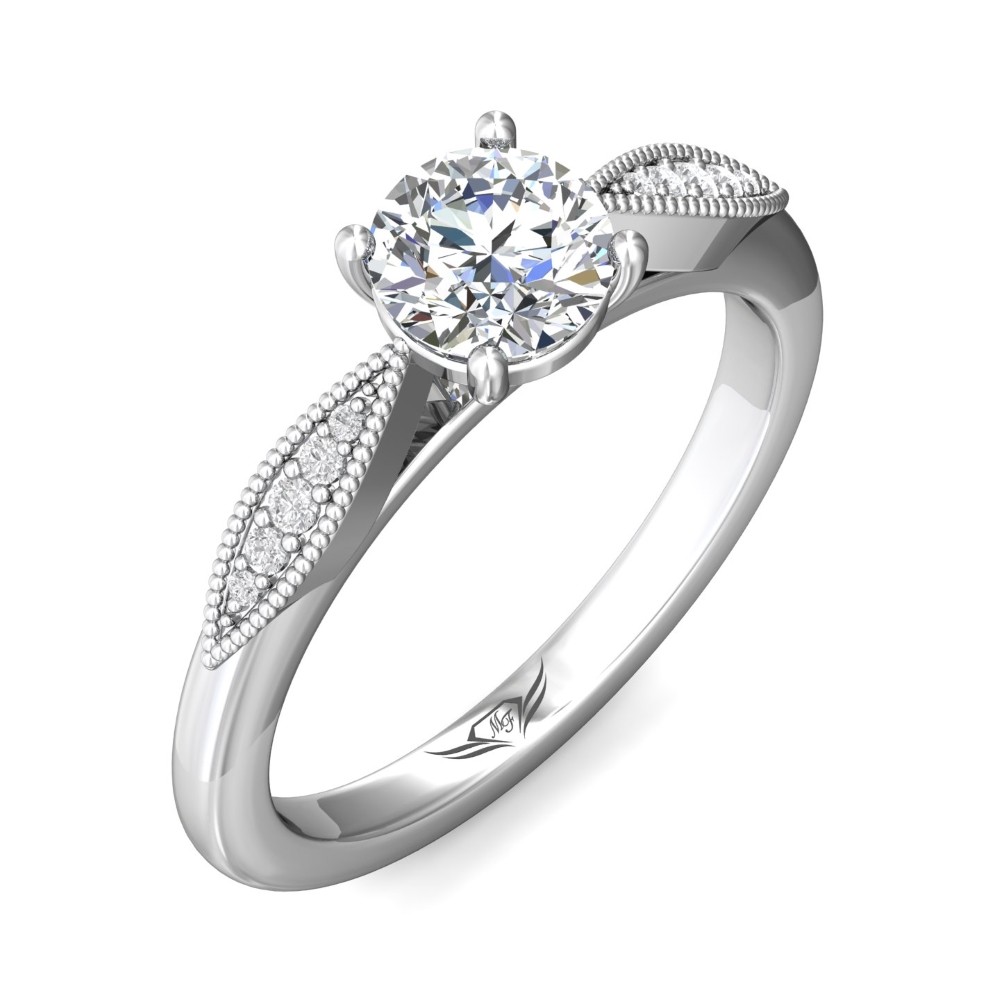 FlyerFit® 14K White Gold Micropave Engagement Ring