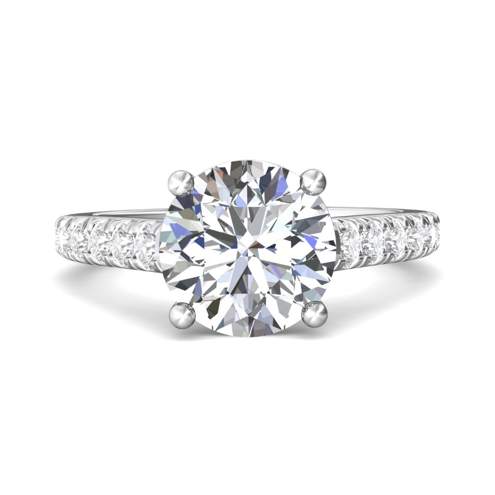 FlyerFit® 14K White Gold Micropave Engagement Ring