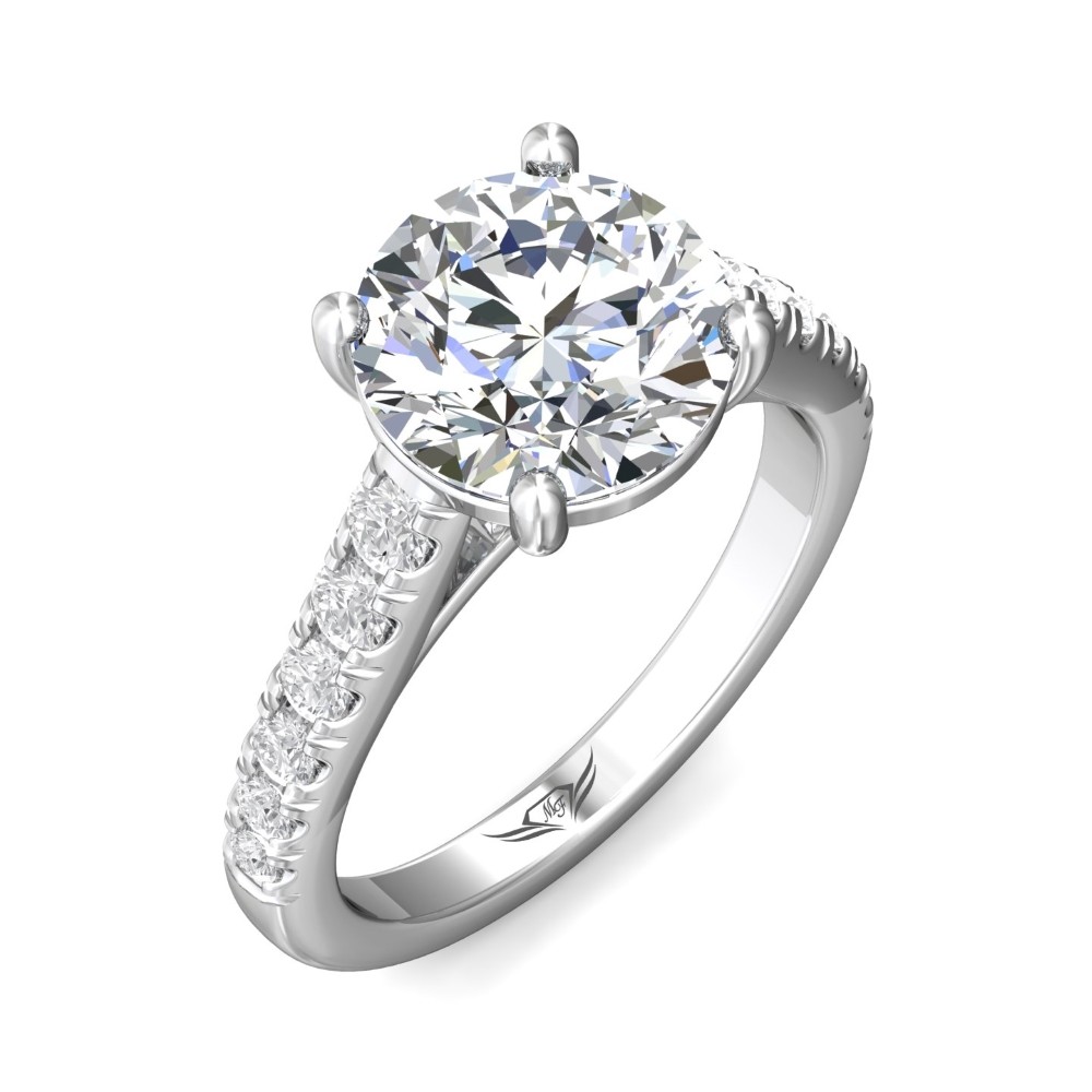 FlyerFit® 14K White Gold Micropave Engagement Ring