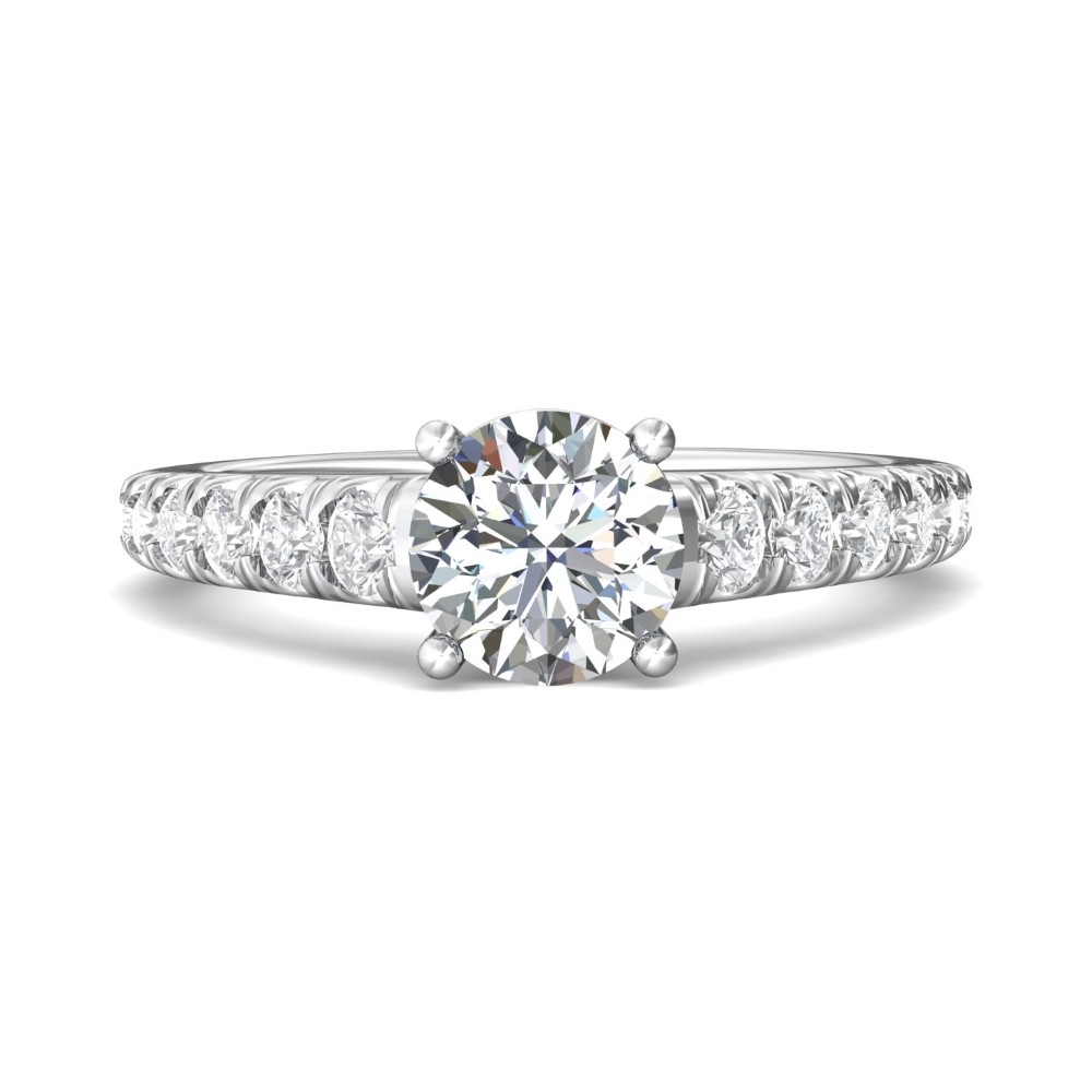 FlyerFit® 14K White Gold Micropave Engagement Ring