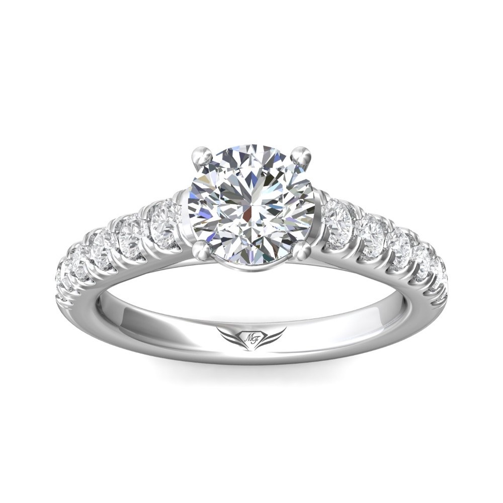 FlyerFit® 14K White Gold Micropave Engagement Ring