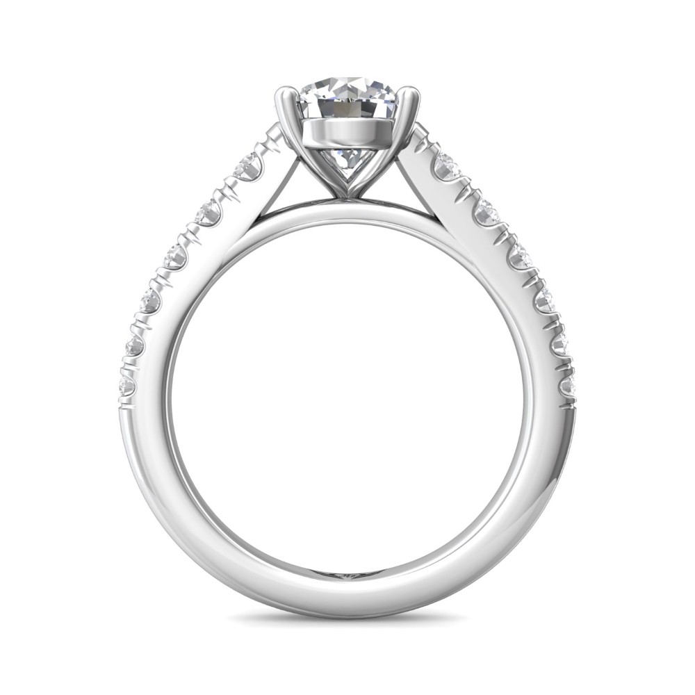 FlyerFit® 14K White Gold Micropave Engagement Ring