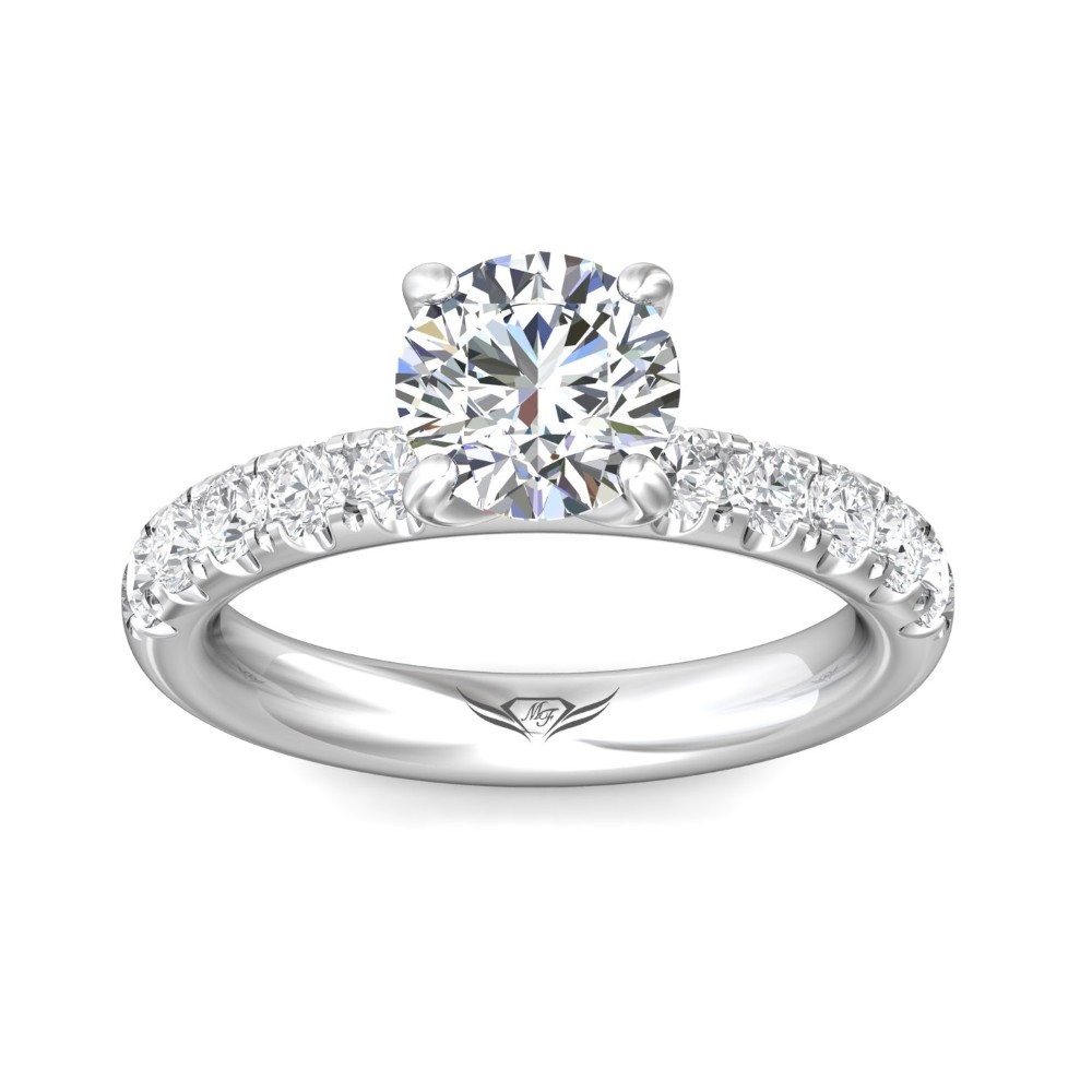 FlyerFit® 14K White Gold Micropave Engagement Ring