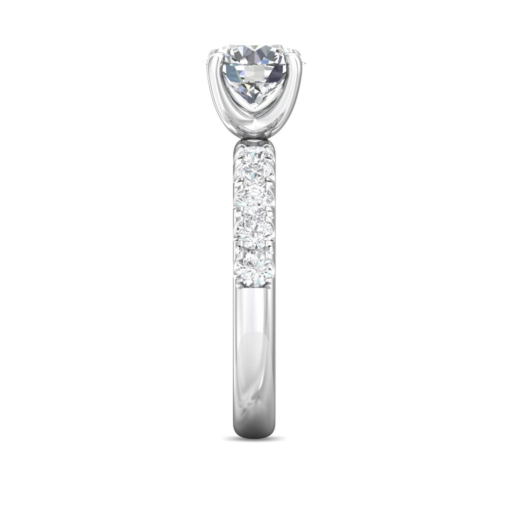 FlyerFit® 14K White Gold Micropave Engagement Ring