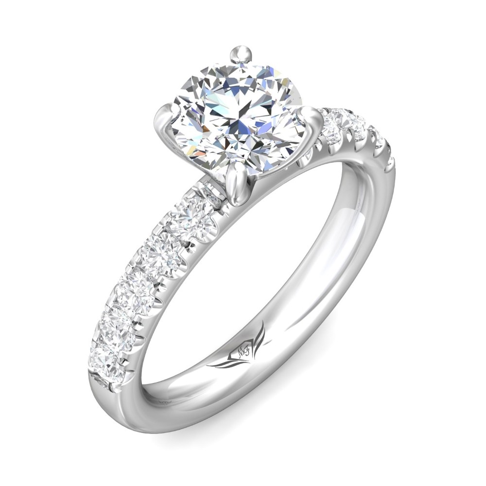 FlyerFit® 14K White Gold Micropave Engagement Ring