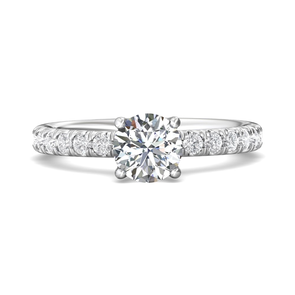 FlyerFit® 14K White Gold Micropave Engagement Ring