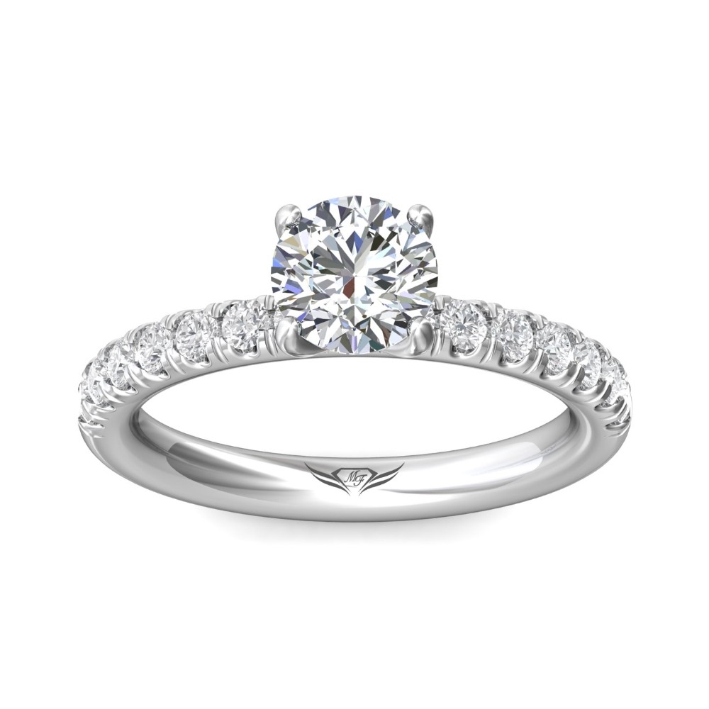 FlyerFit® 14K White Gold Micropave Engagement Ring