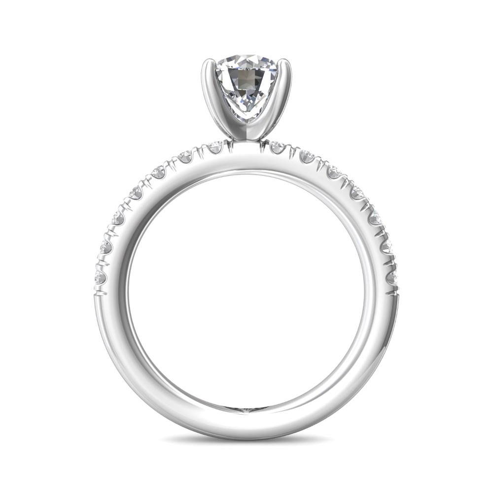 FlyerFit® 14K White Gold Micropave Engagement Ring