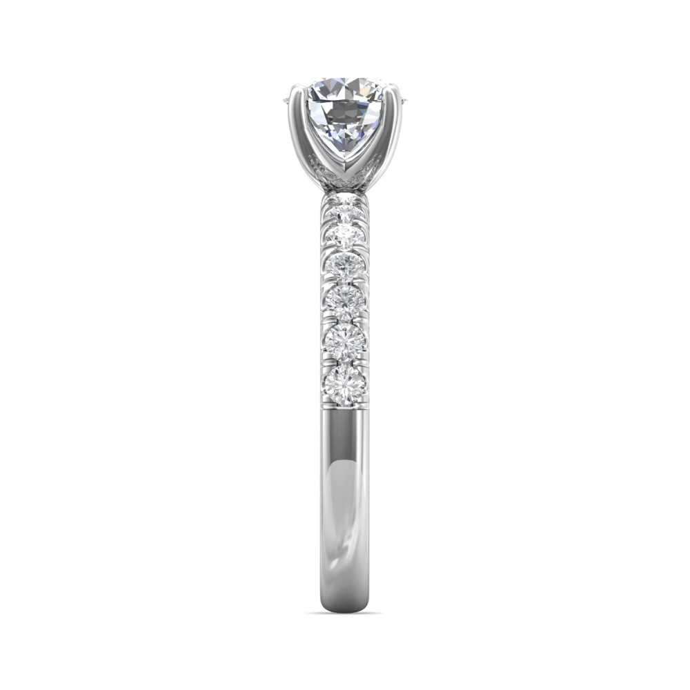 FlyerFit® 14K White Gold Micropave Engagement Ring