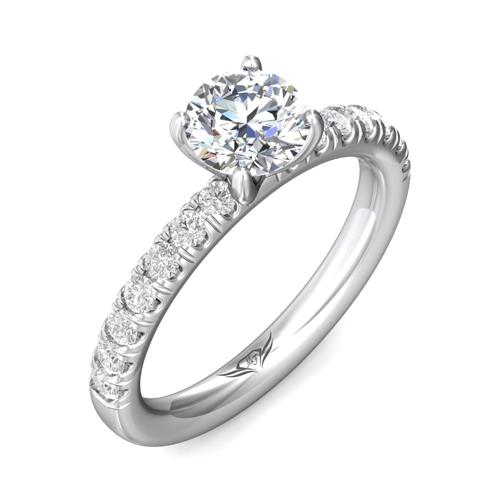 FlyerFit® 14K White Gold Micropave Engagement Ring