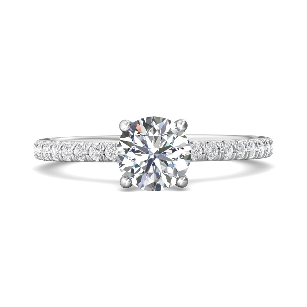 FlyerFit® 14K White Gold Micropave Engagement Ring