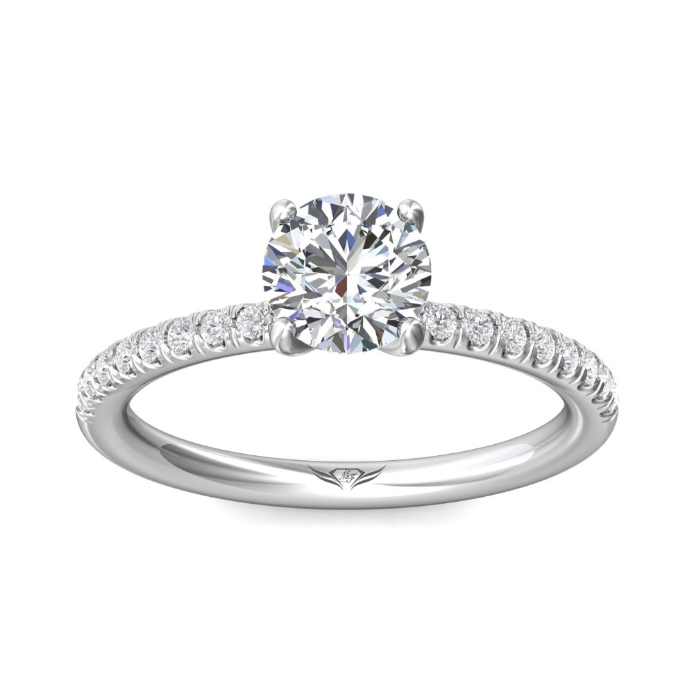 FlyerFit® 14K White Gold Micropave Engagement Ring